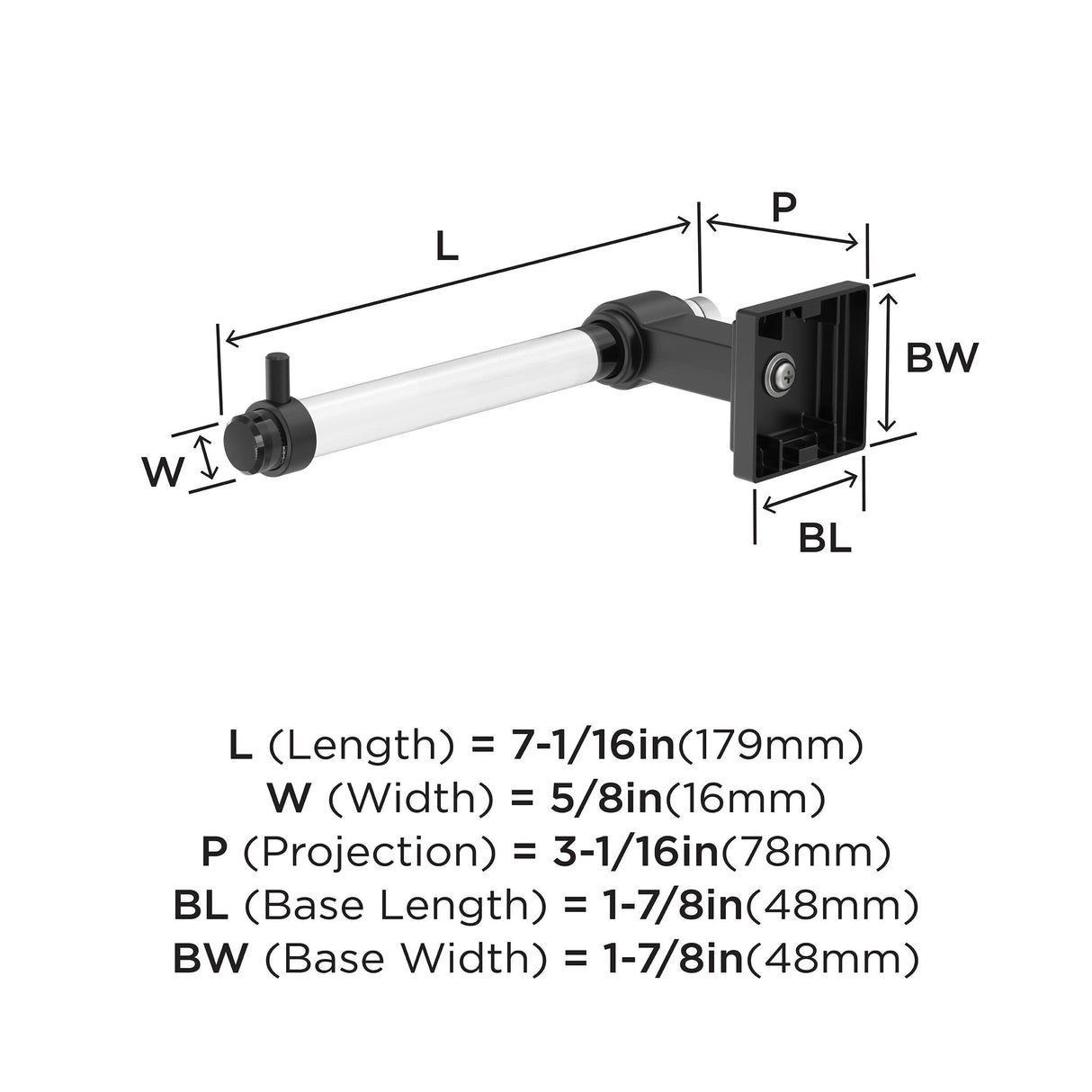 Amerock BH36061CMB Clear/Matte Black Single Post Toilet Paper Holder 7-1/16 in. (179 mm) Length Toilet Tissue Holder Glacio Bath Tissue Holder Bathroom Hardware Bath Accessories