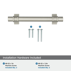 Amerock Cabinet Pull Satin Nickel 3-3/4 inch (96 mm) Center to Center Davenport 1 Pack Drawer Pull Drawer Handle Cabinet Hardware