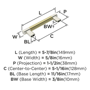 Amerock Cabinet Pull Polished Nickel/Golden Champagne 5-1/16 inch (128 mm) Center-to-Center Esquire 1 Pack Drawer Pull Drawer Handle Cabinet Hardware
