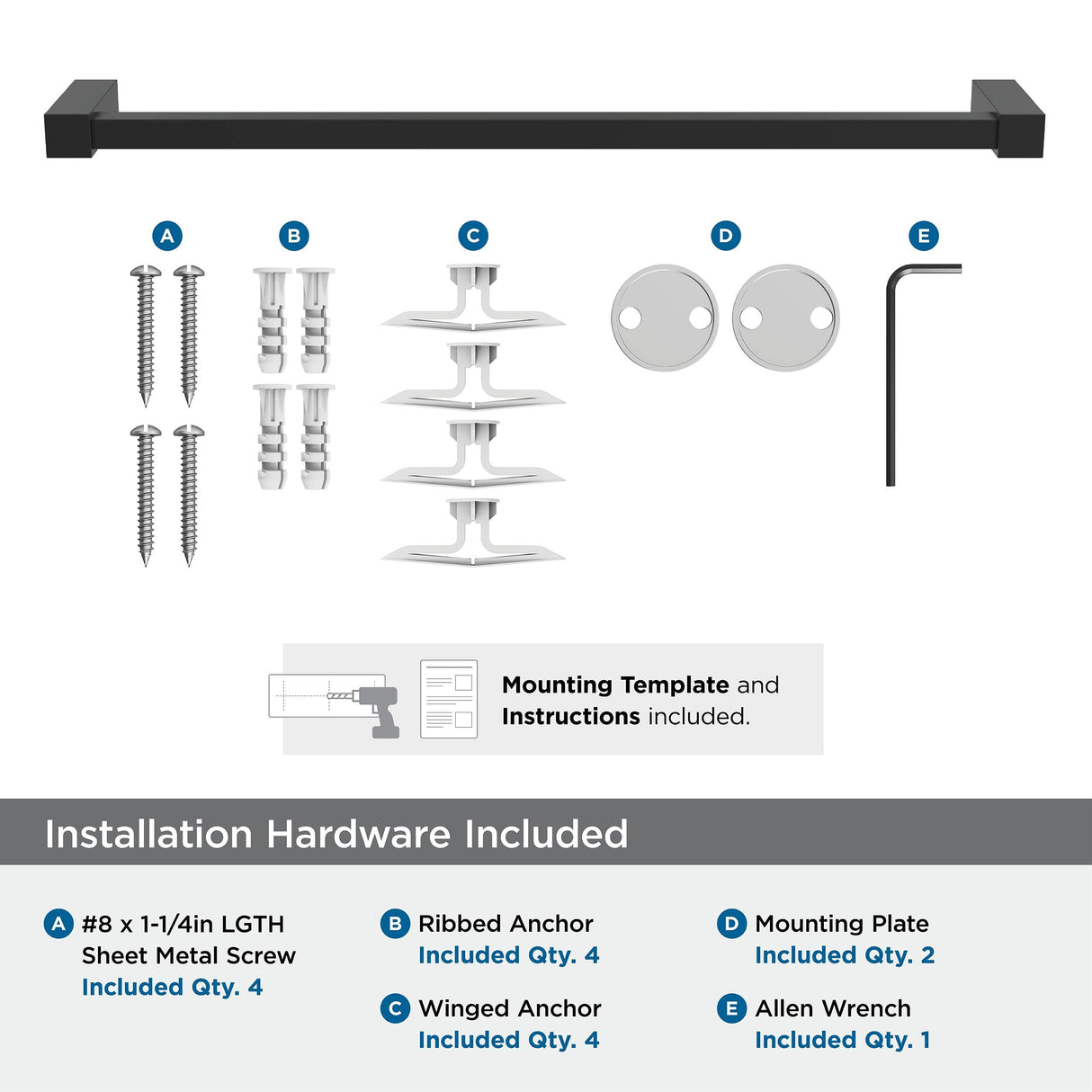 Amerock BH36083MB Matte Black Towel Bar 18 in (457 mm) Towel Rack Monument Bathroom Towel Holder Bathroom Hardware Bath Accessories