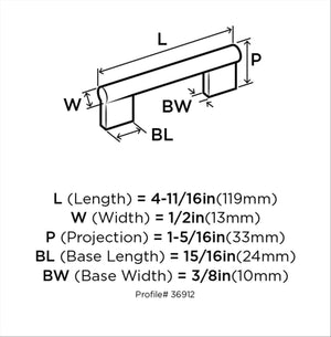Amerock BP36912G10 Versa Cabinet Pull, 3-3/4 in. Center-to-Center, Satin Nickel