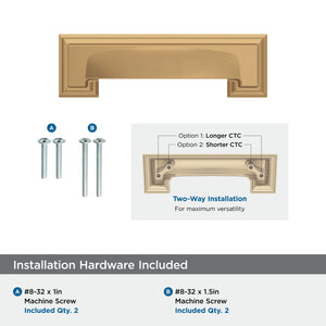 Amerock Cabinet Cup Pull Champagne Bronze 3 inch & 3-3/4 inch (76mm & 96 mm) Center-to-Center Appoint 1 Pack Drawer Pull Cabinet Handle Cabinet Hardware