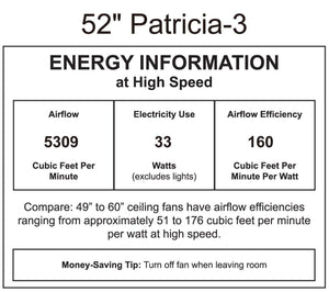 Matthews Fan PA3-BN-WA-52 Patricia-3 three-blade ceiling fan in Brushed Nickel finish with 52” solid walnut tone blades and dimmable LED light kit 