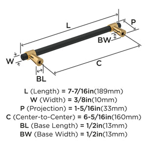 Amerock Cabinet Pull Matte Black/Champagne Bronze 6-5/16 inch (160 mm) Center-to-Center Mergence 1 Pack Drawer Pull Cabinet Handle Cabinet Hardware