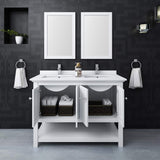 Fresca FVN2348WH-D Fresca Manchester 48" White Traditional Double Sink Bathroom Vanity w/ Mirrors