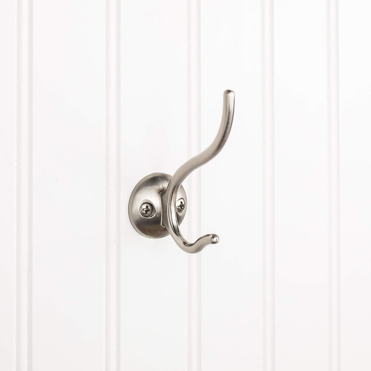 Elements YD30-381SN 3-13/16" Satin Nickel Slender Contemporary Double Prong Wall Mounted Hook