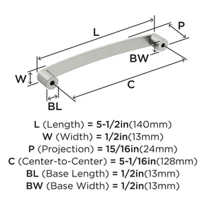 Amerock Cabinet Pull Satin Nickel 5-1/16 inch (128 mm) Center-to-Center Rift 1 Pack Drawer Pull Cabinet Handle Cabinet Hardware