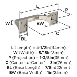Amerock BP37375G10 Satin Nickel Cabinet Pull 3 in (76 mm) Center-to-Center Cabinet Handle Exceed Drawer Pull Kitchen Cabinet Handle Furniture Hardware