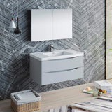 Fresca FVN9040GRG Fresca Tuscany 40" Glossy Gray Wall Hung Modern Bathroom Vanity w/ Medicine Cabinet