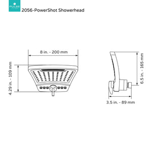 PULSE ShowerSpas 2056-CH PowerShot Air-Infused Curved 3-Pattern Showerhead, 8", Polished Chrome Finish