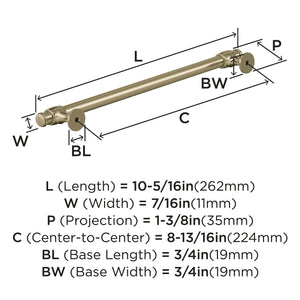 Amerock Cabinet Pull Golden Champagne 8-13/16 in (224 mm) Center-to-Center Drawer Pull Winsome Kitchen and Bath Hardware Furniture Hardware