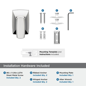 Amerock BH3601026 Chrome Single Robe Hook 2-5/8 in. (67 mm) Length Towel Holder Highland Ridge Towel Hook for Bathroom Bathroom Hardware Bath Accessories