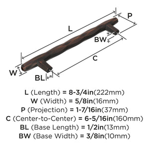 Amerock Cabinet Pull Oil Rubbed Bronze 6-5/16 inch (160 mm) Center to Center St. Vincent 1 Pack Drawer Pull Drawer Handle Cabinet Hardware