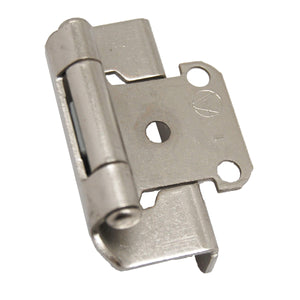 Amerock Cabinet Hinge 1/2 inch (13 mm) Overlay Hinge Satin Nickel 2 Pack Self-Closing Hinge Partial Wrap Hinge Cabinet Door Hinge