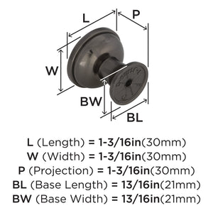 Amerock Cabinet Knob Graphite 1-3/16 inch (30 mm) Diameter Westerly 1 Pack Drawer Knob Cabinet Hardware