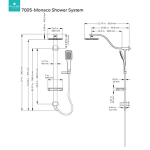 PULSE ShowerSpas 7005-CH Monaco Shower System with 8" Square Rain Showerhead, Hand Shower, Soap Dish, Polished Chrome Finish