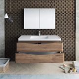 Fresca FVN9048RW Fresca Tuscany 48" Rosewood Wall Hung Modern Bathroom Vanity w/ Medicine Cabinet