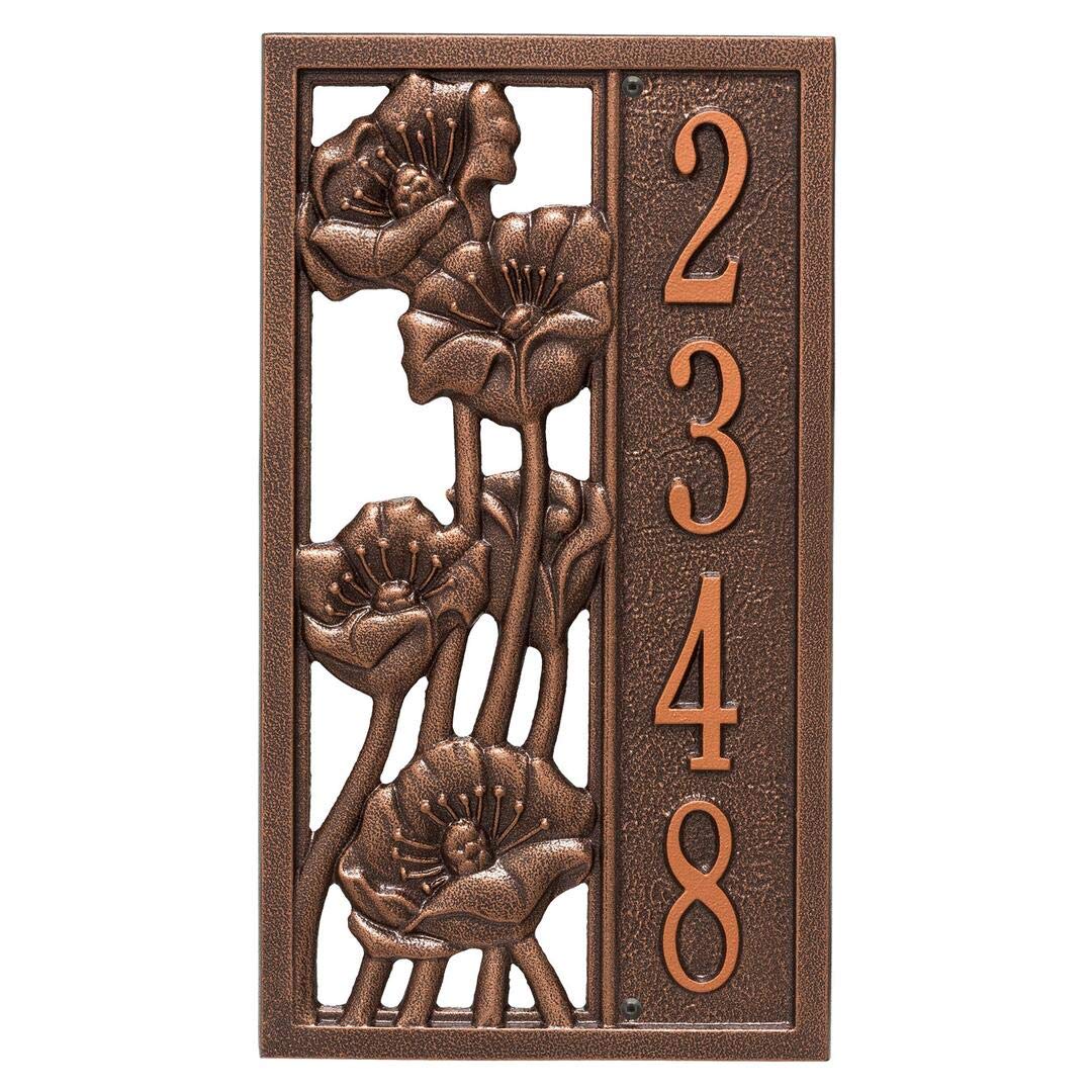 Whitehall 3111AC - Personalized Flowering Poppies Plaque - Vertical - 1 Line