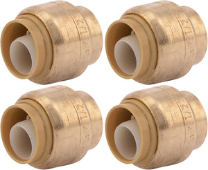SharkBite 1/2 Inch Push Cap, Pack of 6, Push to Connect Brass Plumbing Fitting, PEX Pipe, Copper, CPVC, PE-RT, HDPE, U514LFA4