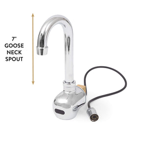 John Boos PBF-SEF3GLF Splash Mount-Hands Free 3" Goose Neck Faucet with Electronic Sensor for use PBHS-W-1410-1 and PBHS-W-1410-1-SSLR Hands Sinks