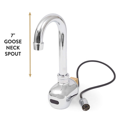 John Boos PBF-SEF3GLF Splash Mount-Hands Free 3" Goose Neck Faucet with Electronic Sensor for use PBHS-W-1410-1 and PBHS-W-1410-1-SSLR Hands Sinks