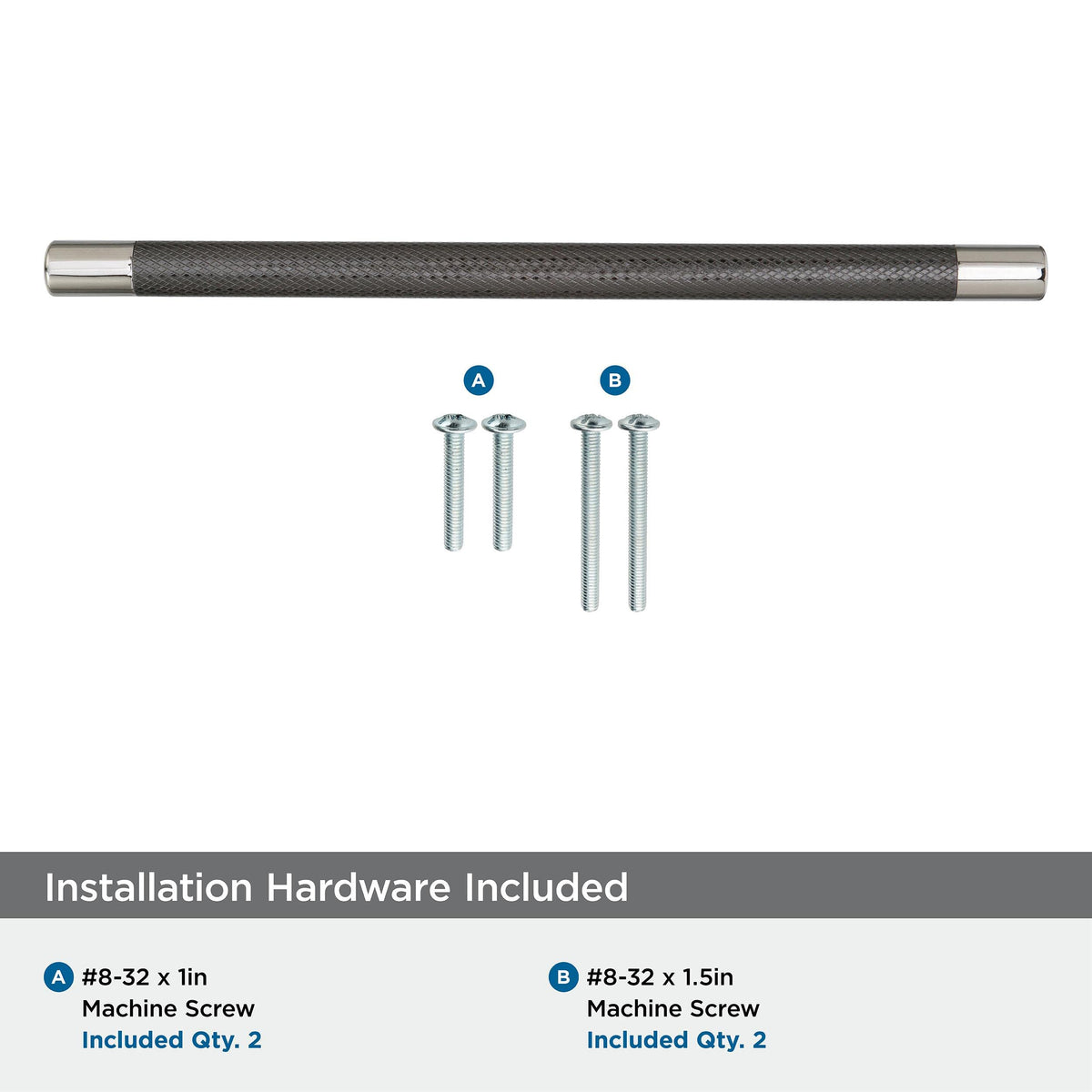 Amerock Cabinet Pull Polished Nickel/Gunmetal 10-1/16 inch (256 mm) Center to Center Esquire 1 Pack Drawer Pull Drawer Handle Cabinet Hardware
