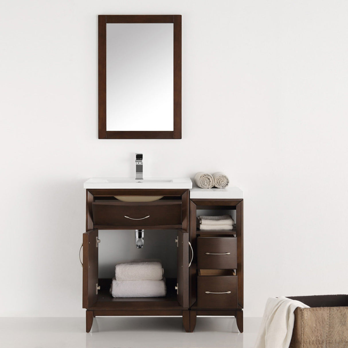 Fresca FVN21-2412WH Fresca Cambridge 36" White Traditional Bathroom Vanity w/ Mirror