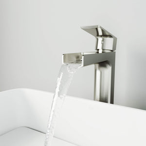 VIGO Amada 10.375 inch H Single Hole Single Handle Bathroom Faucet in Brushed Nickel - Vessel Sink Faucet VG03026BN