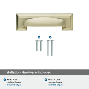 Amerock Cabinet Cup Pull Golden Champagne 3 inch & 3-3/4 inch (76mm & 96 mm) Center to Center Appoint 1 Pack Drawer Pull Drawer Handle Cabinet Hardware