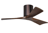 Matthews Fan IR3H-BB-WA-42 Irene-3H three-blade flush mount paddle fan in Brushed Bronze finish with 42” solid walnut tone blades. 