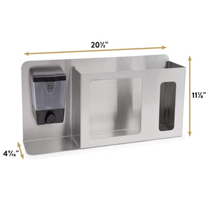 John Boos DS-SD1-3 Hand Sanitizer, Glove, and Mask Dispensing Station, 21" L x 4.5" D 12" H