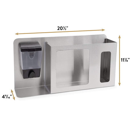 John Boos DS-SD1-3 Hand Sanitizer, Glove, and Mask Dispensing Station, 21" L x 4.5" D 12" H