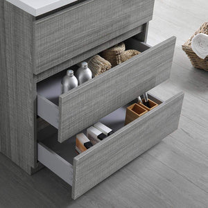 Fresca FVN9330HA Fresca Lazzaro 30" Glossy Ash Gray Free Standing Modern Bathroom Vanity w/ Medicine Cabinet