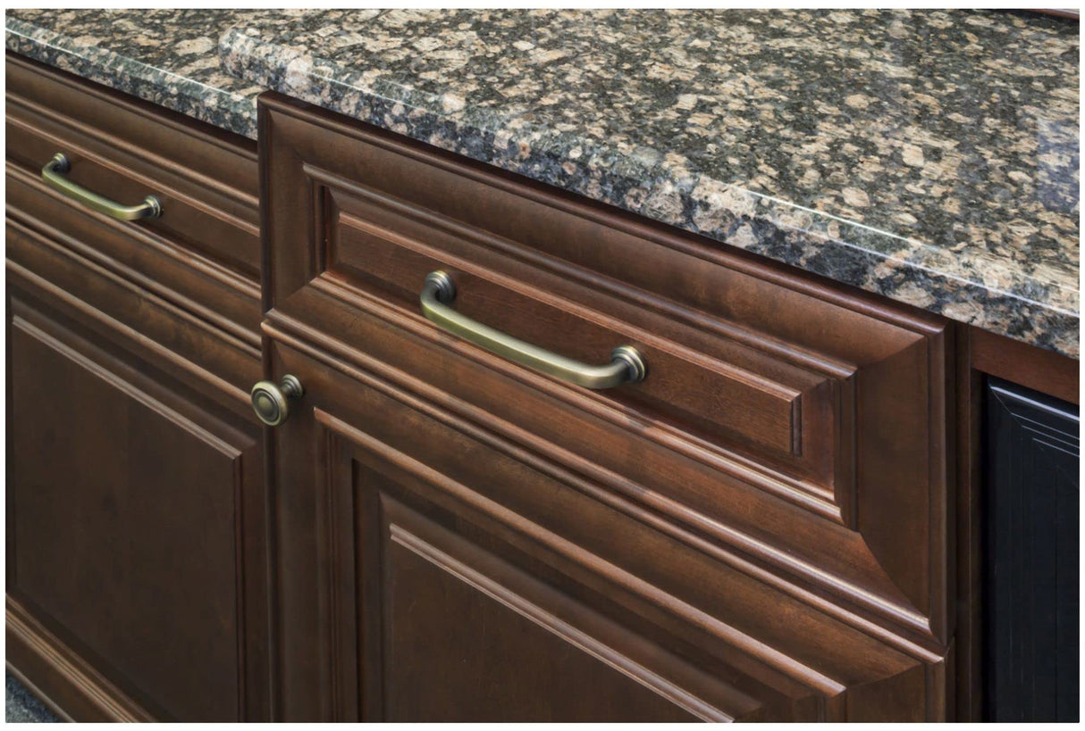 Jeffrey Alexander 527ABM-D 96 mm Center-to-Center Distressed Antique Brass Bremen 1 Cabinet Pull