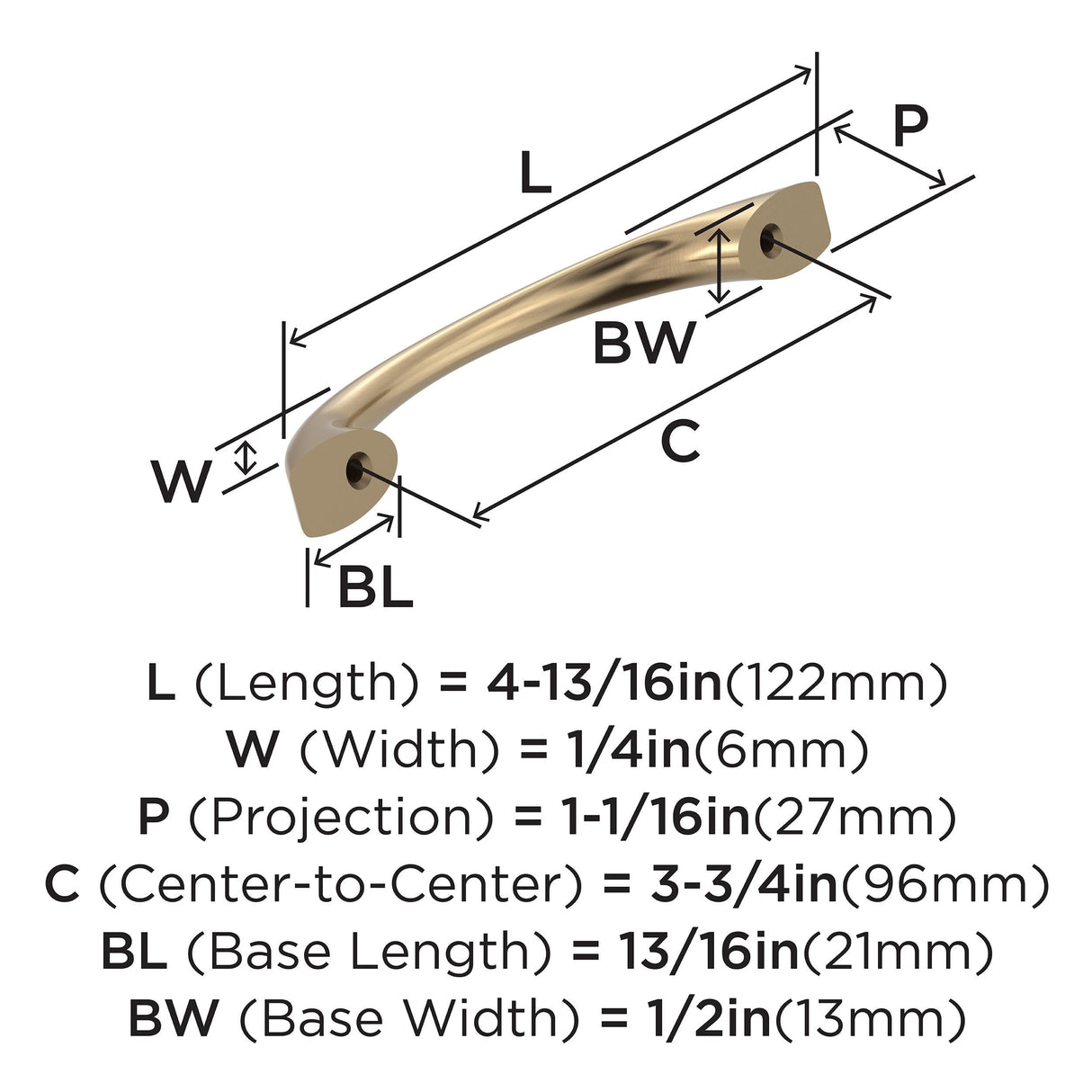 Amerock BP53003CZ Champagne Bronze Cabinet Pull 3-3/4 inch (96mm) Center-to-Center Cabinet Hardware Vaile Furniture Hardware Drawer Pull