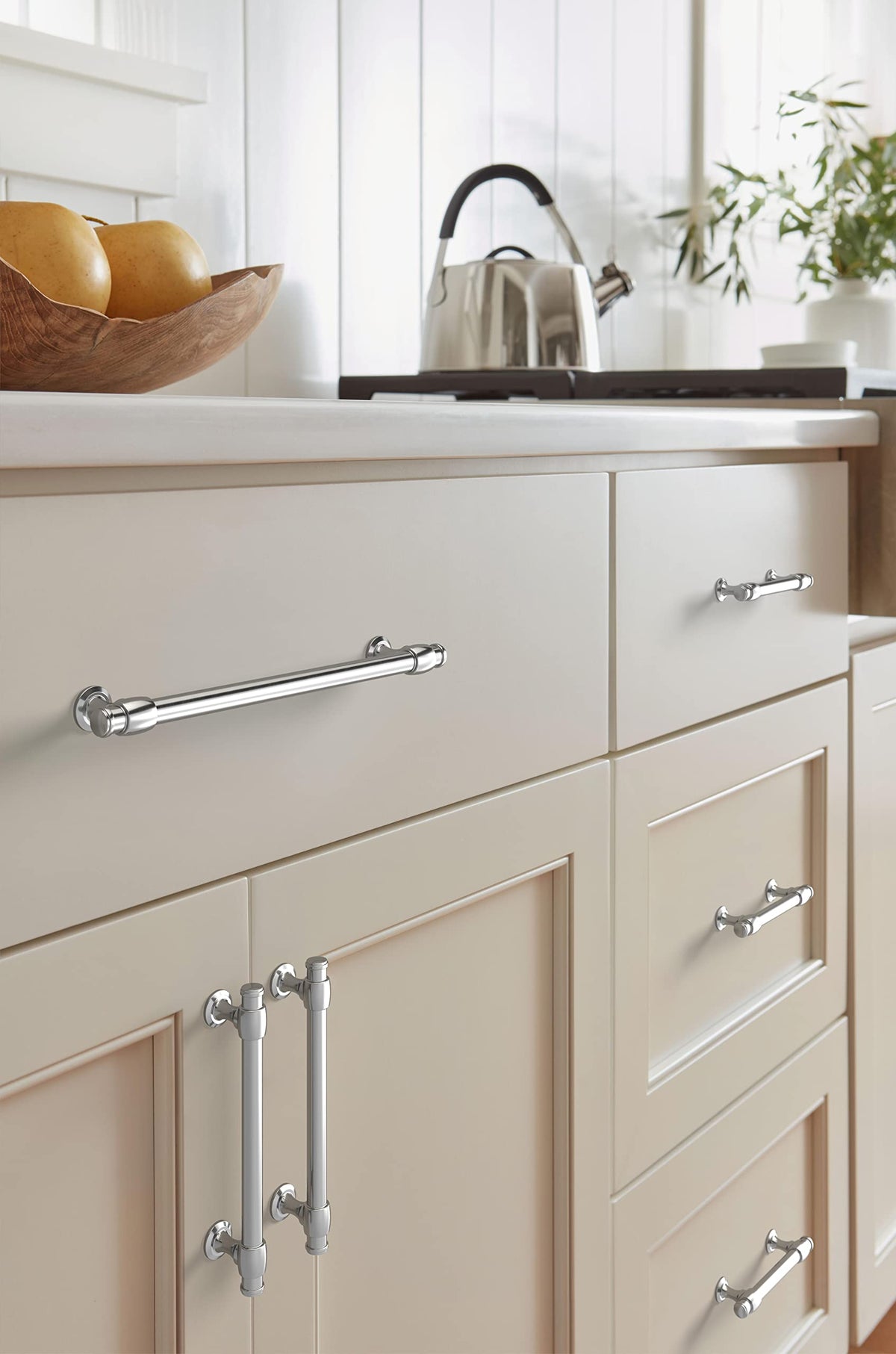 Amerock Cabinet Pull Polished Chrome 5-1/16 inch (128 mm) Center-to-Center Winsome 1 Pack Drawer Pull Cabinet Handle Cabinet Hardware