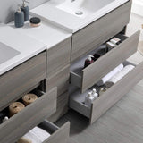 Fresca FVN93-361236MGO-D Fresca Lazzaro 84" Gray Wood Free Standing Double Sink Modern Bathroom Vanity w/ Medicine Cabinet