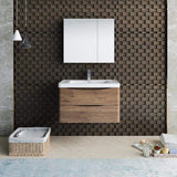 Fresca FVN9032RW Fresca Tuscany 32" Rosewood Wall Hung Modern Bathroom Vanity w/ Medicine Cabinet