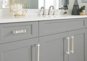 Amerock Cabinet Pull Satin Nickel/Polished Chrome 3-3/4 inch (96 mm) Center to Center Overton 1 Pack Drawer Pull Drawer Handle Cabinet Hardware