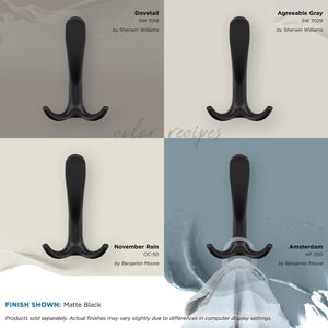 Amerock HBX37013MB Finesse Triple Prong Decorative Wall Hook Matte Black Hook for Coats, Hats, Backpacks, Bags Hooks for Bathroom, Bedroom, Closet, Entryway, Laundry Room, Office