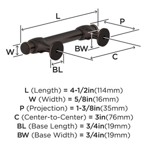 Amerock BP36770ORB Oil Rubbed Bronze Cabinet Pull 3 in (76 mm) Center-to-Center Cabinet Handle Winsome Drawer Pull Kitchen Cabinet Handle Furniture Hardware