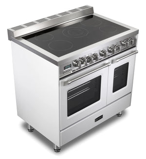Verona VPFSEE365DW Prestige 36" Electric Glass Top Double Oven Range - White