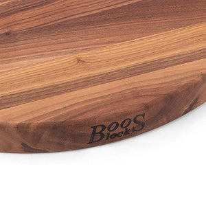 John Boos WAL-R18 Large Walnut Wood Cutting Board for Kitchen Prep 18 Inches Diameter, 1.5 Thick Reversible End Grain Round Charcuterie Block 18DIAX1.5 WAL-EDGE GR-REV-BRANDED