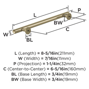 Amerock Cabinet Pull Golden Champagne 6-5/16 in (160 mm) Center-to-Center Drawer Pull Radius Kitchen and Bath Hardware Furniture Hardware