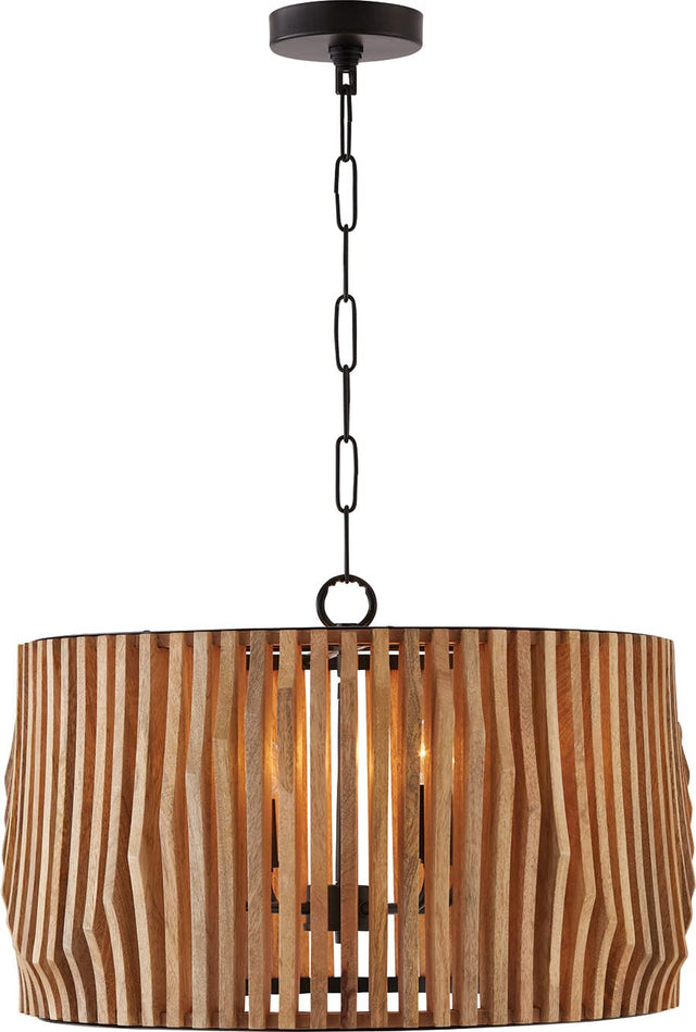 Capital Lighting 344642WK Archer 4 Light Pendant Light Wood and Matte Black