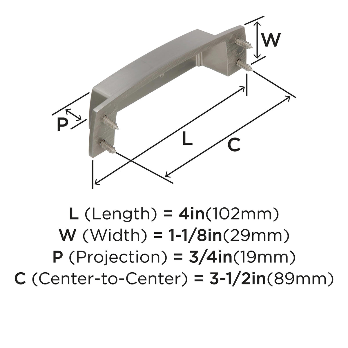 Amerock Cabinet Cup Pull Satin Nickel 3-1/2 inch (89 mm) Center to Center Highland Ridge 1 Pack Drawer Pull Drawer Handle Cabinet Hardware