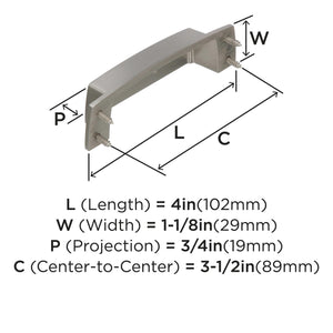 Amerock Cabinet Cup Pull Satin Nickel 3-1/2 inch (89 mm) Center to Center Highland Ridge 1 Pack Drawer Pull Drawer Handle Cabinet Hardware