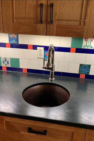Premier Copper Products BR17DB 17-Inch Round Hammered Copper Prep Bar Sink