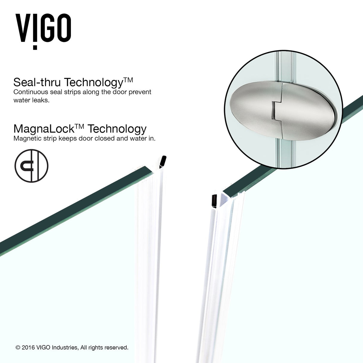 VIGO VG6063BNCL47 45.63" -45.63" W -73.38" H Frameless Hinged Neo-angle Shower Enclosure with Clear 0.38" Tempered Glass and Stainless Steel Hardware in Brushed Nickel Finish with Reversible Handle