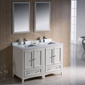 Fresca FVN20-2424AW Fresca Oxford 48" Antique White Traditional Double Sink Bathroom Vanity